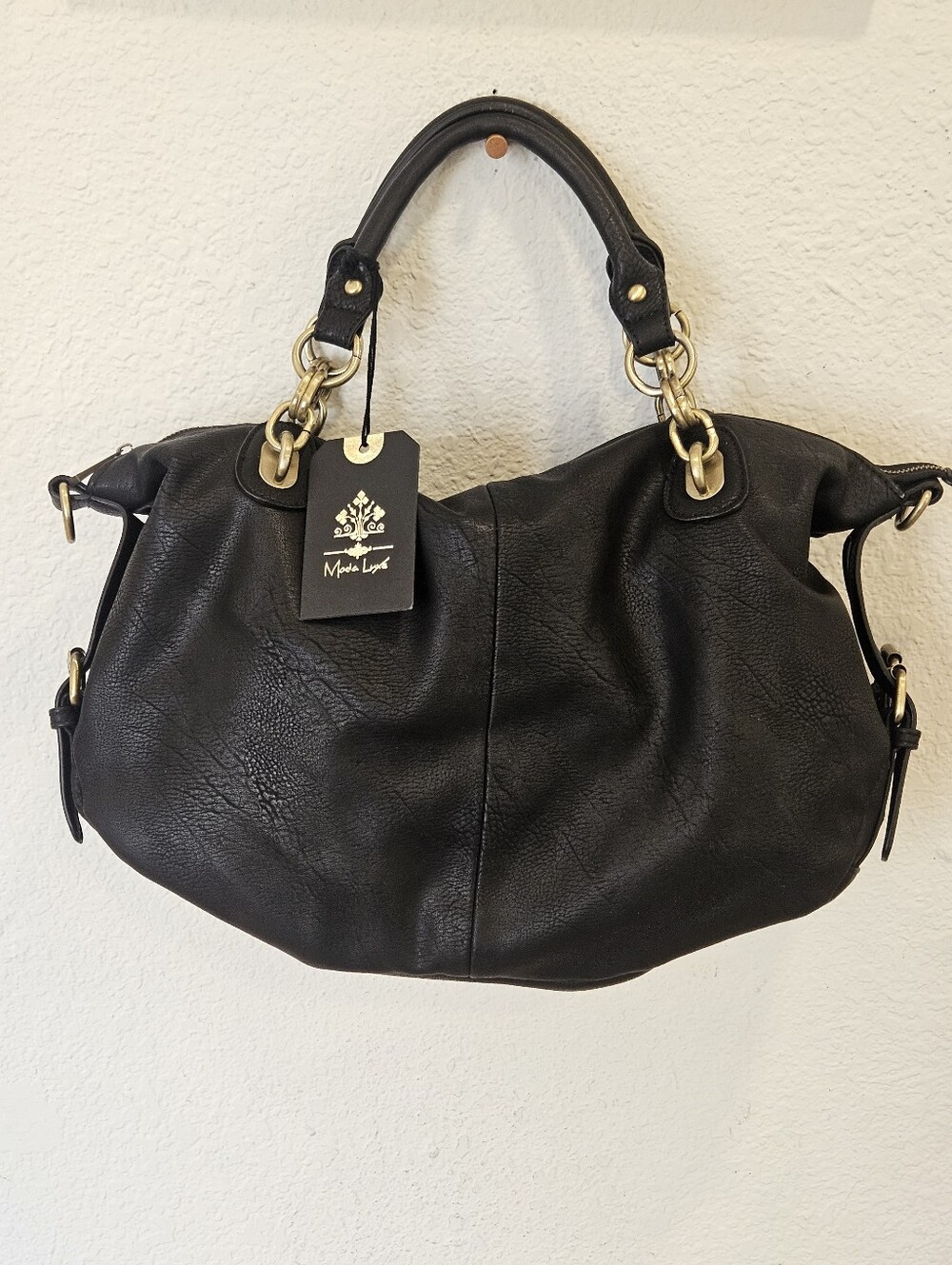 NEW Moda Luxe Valencia Slouchy Hobo Satchel Shoulder Bag Black